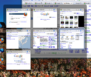 (Screenshot: Contents of tabs are shown in a list as thumbnail-images.)